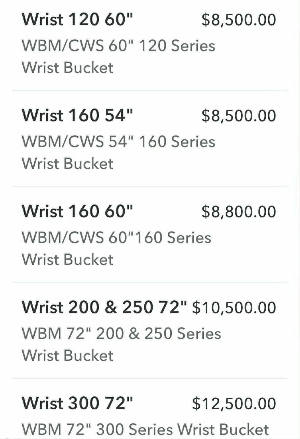 Wrist Buckets Pricing Excavator Attachments